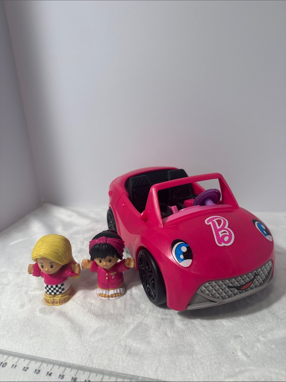Fisher Price Little People Barbie Hot Pink Race Car Convertible Sound Music